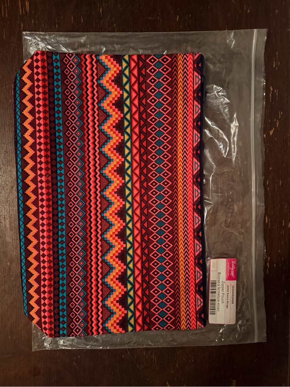 Thirty-one Multicolor Tribal Sierra Stripe Zipper Pouch - Pink, Blue, Orange